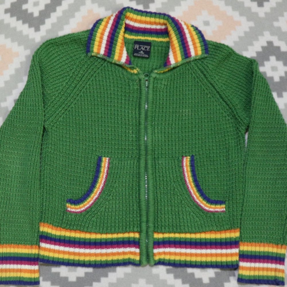 The Children's Place Striped Accent Zip Sweater